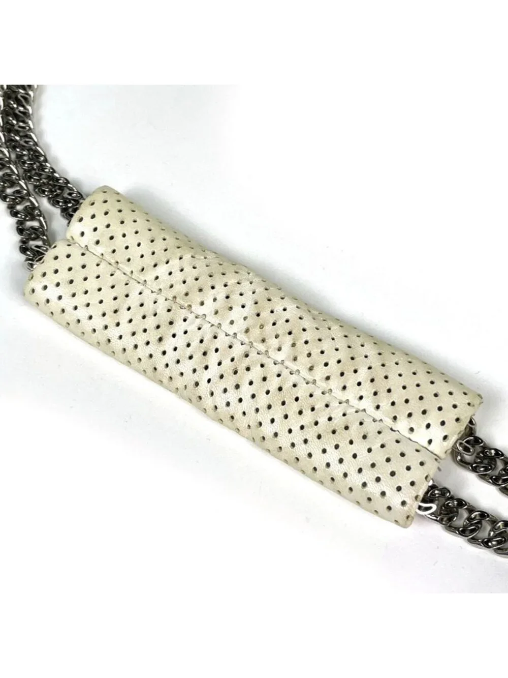 Chanel Shoulder Bag Perforated Leather White